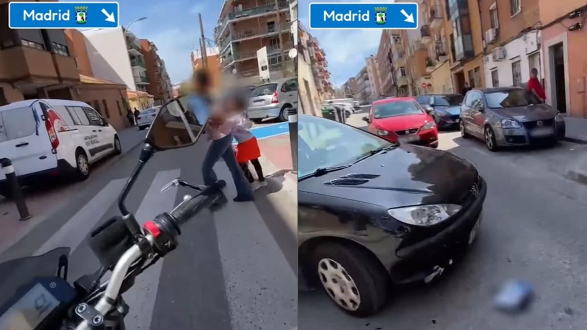 El accidente entre un motorista y un coche en una calle de Madrid que genera una fuerte polémica entre cientos de personas: “Estas calles de Vallecas son un peligro”